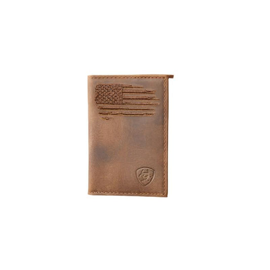 Ariat Trifold USA Flag & Logo Leather Wallet