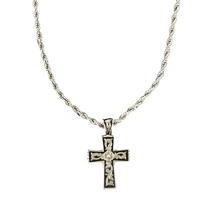 Twister Black & Silver Cross Necklace