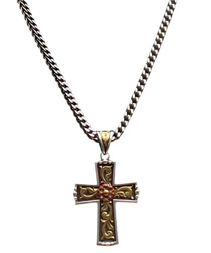 Twister Antique Tri Metal Cross Chain