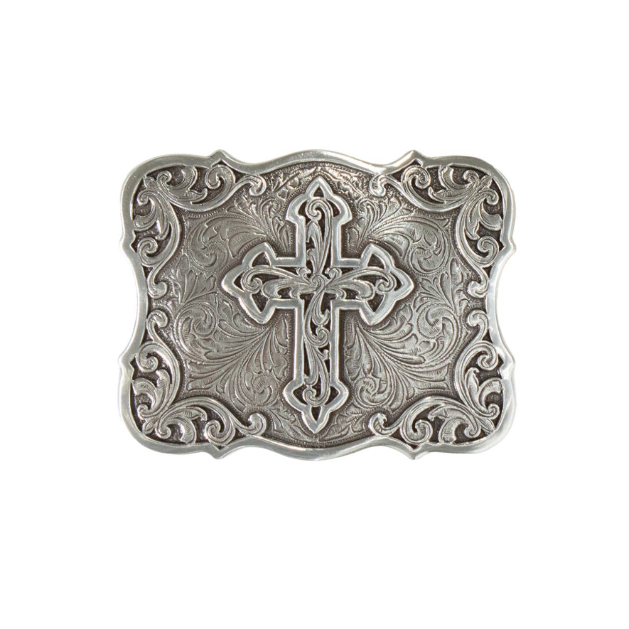 Square Cross Scroll Belt Buckle