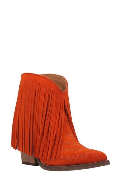 Womens tangled fringe orange boots