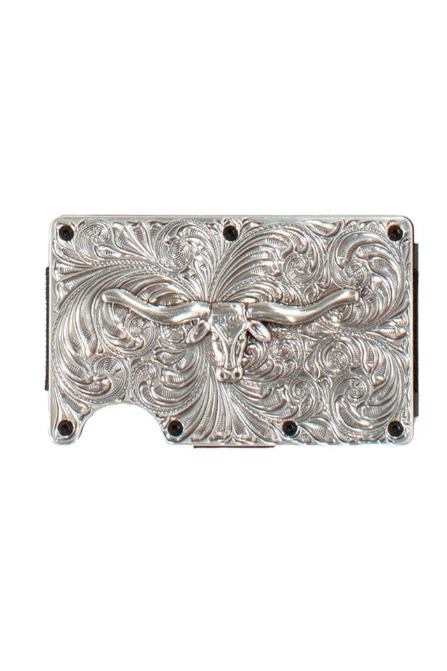 3D utility wallet longhorn silver money clip