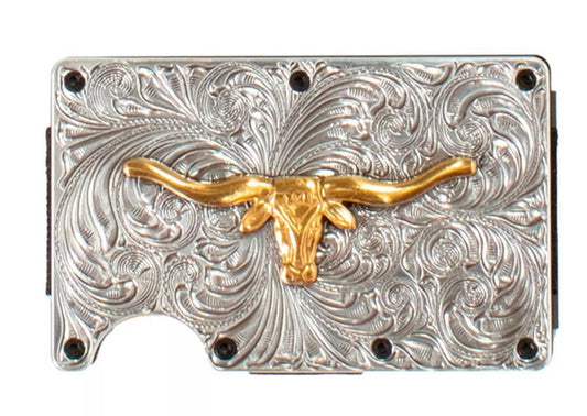 3D gold longhorn utility wallet