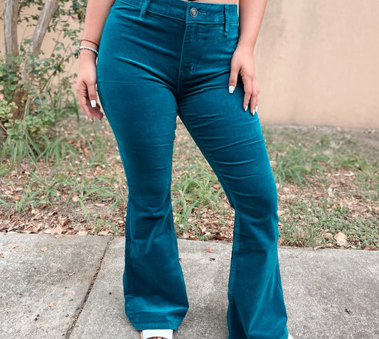 Teal Corduroy Flares