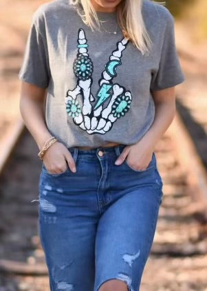 Western Skelly Peace Hand Tee