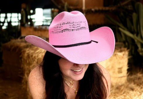 American Hat Makers Chelsea Pink Straw