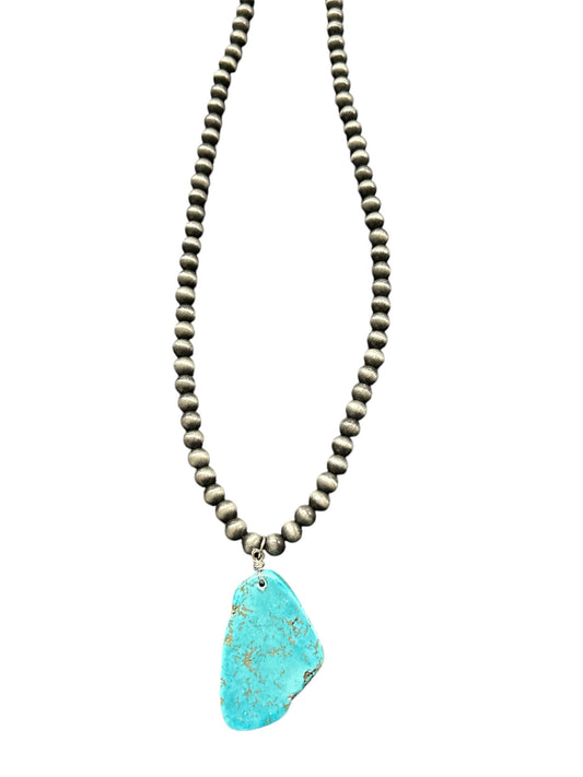 Turquoise Slab Beaded Necklace