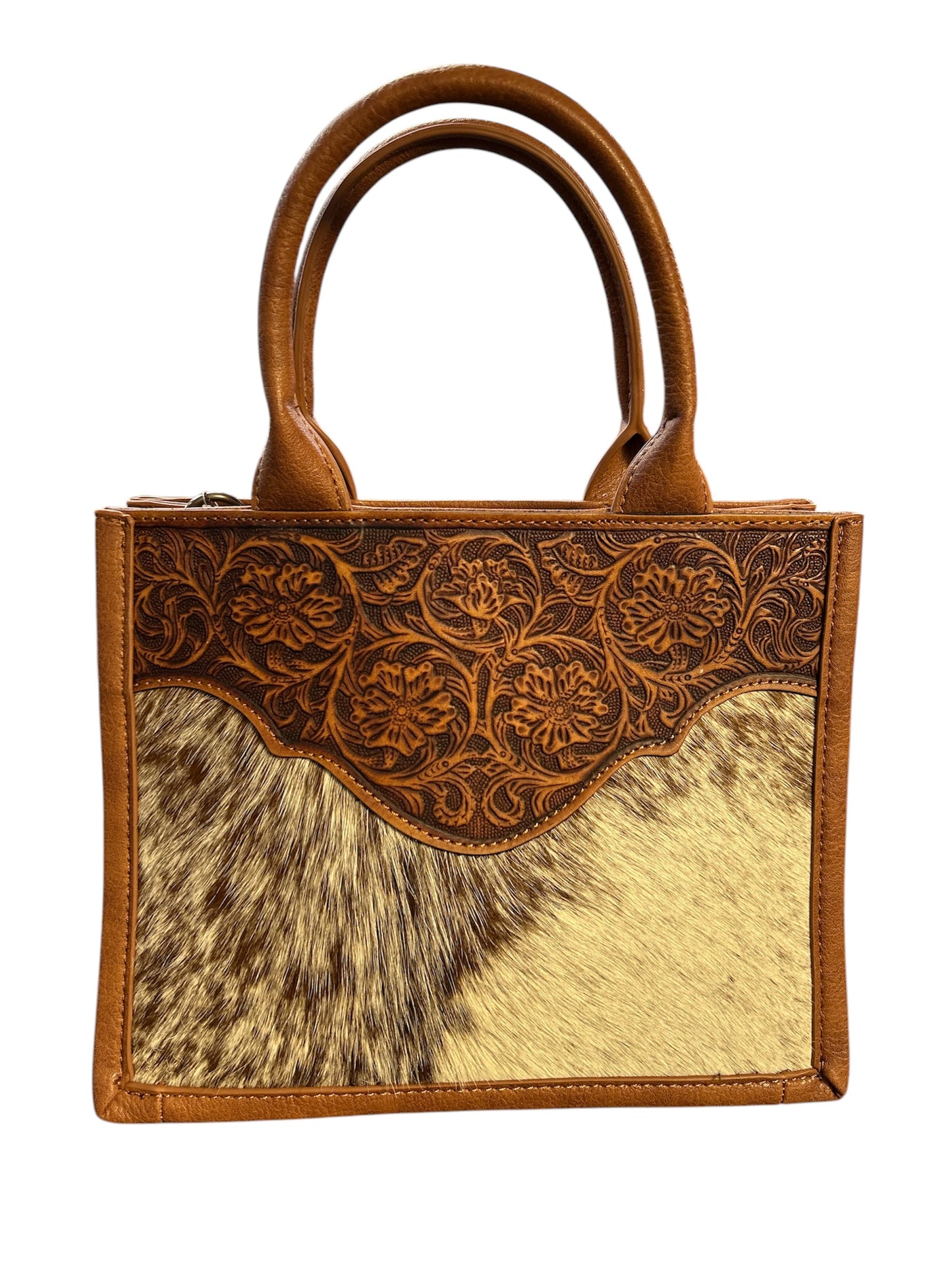 Trinity Ranch square cowhide purse w/ handle