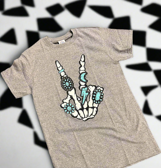 Western Skelly Peace Hand Tee