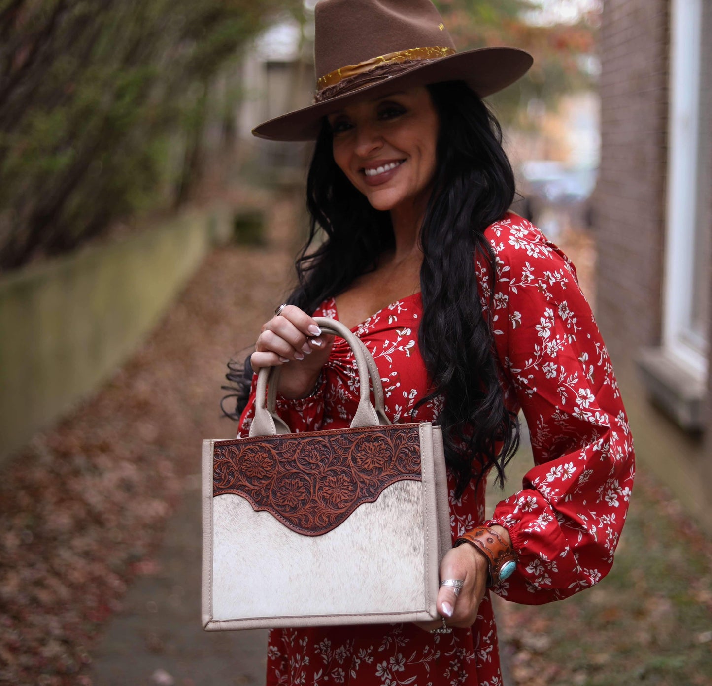 Tie up floral long sleeve dress