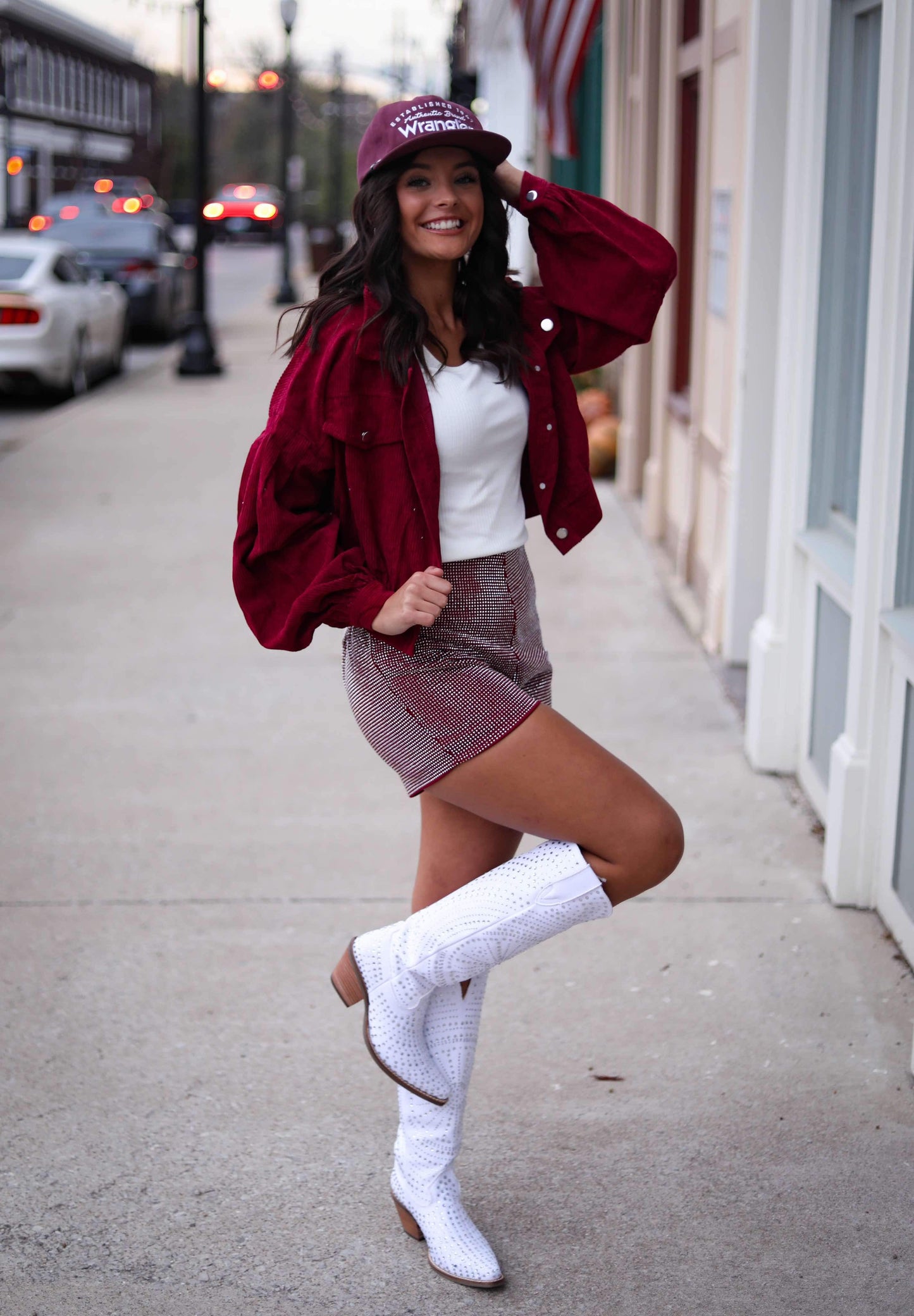 High waisted rhinestone shorts