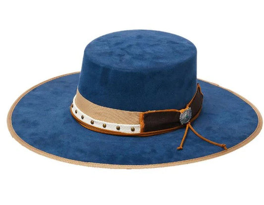 Leather Banded Suede Hat