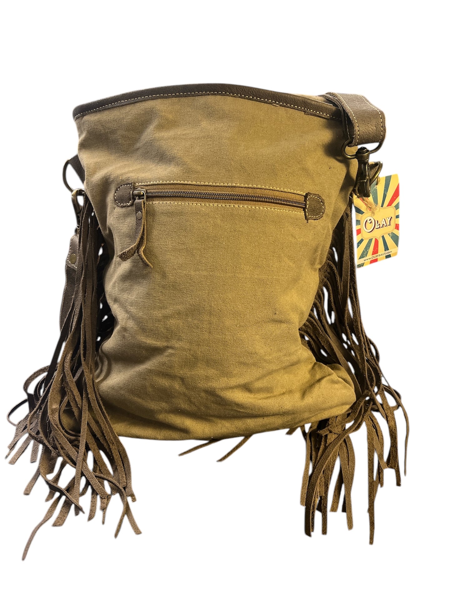 Leather Aztec Canvas Bag