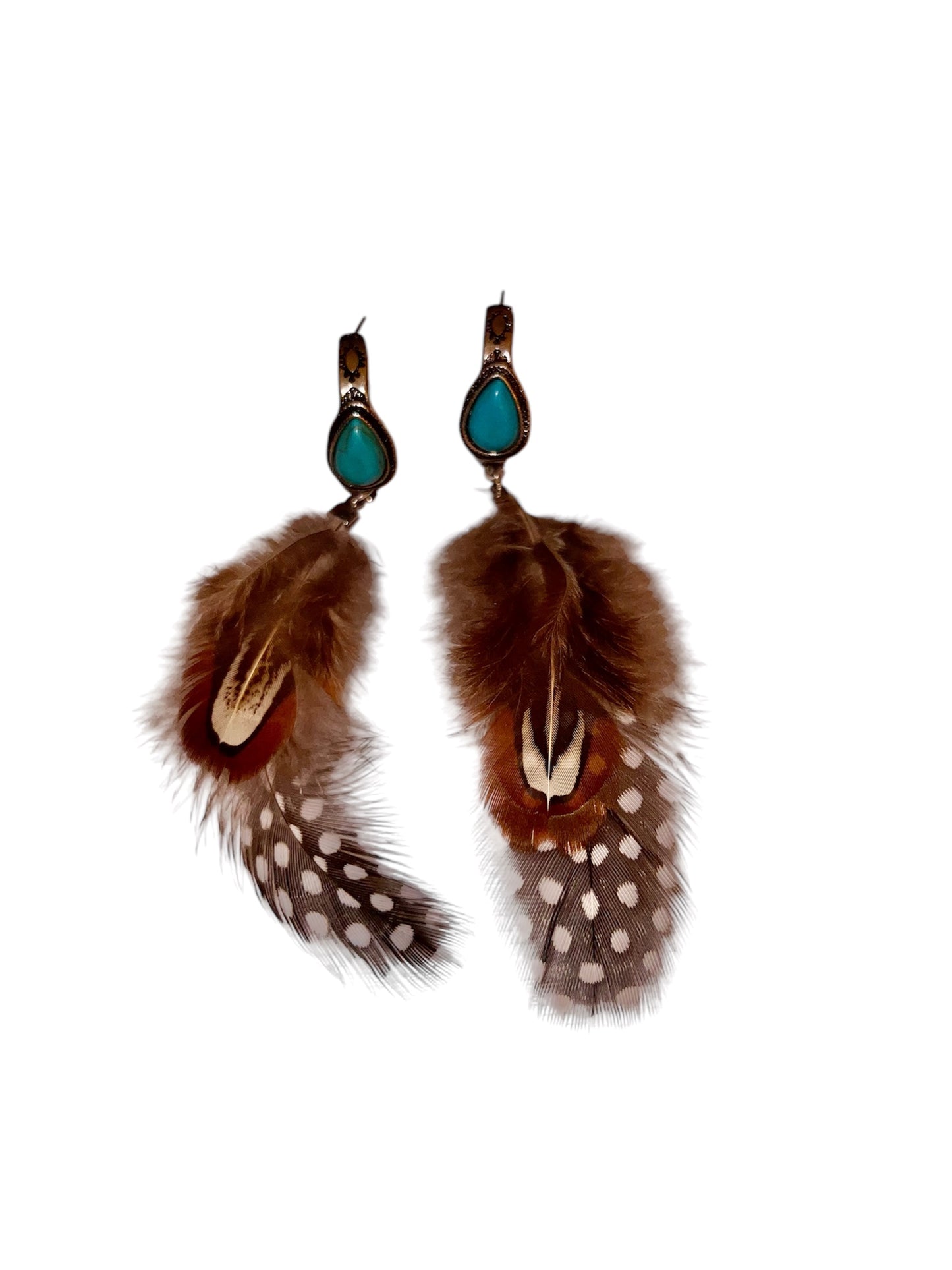 Turquoise Feather Earrings