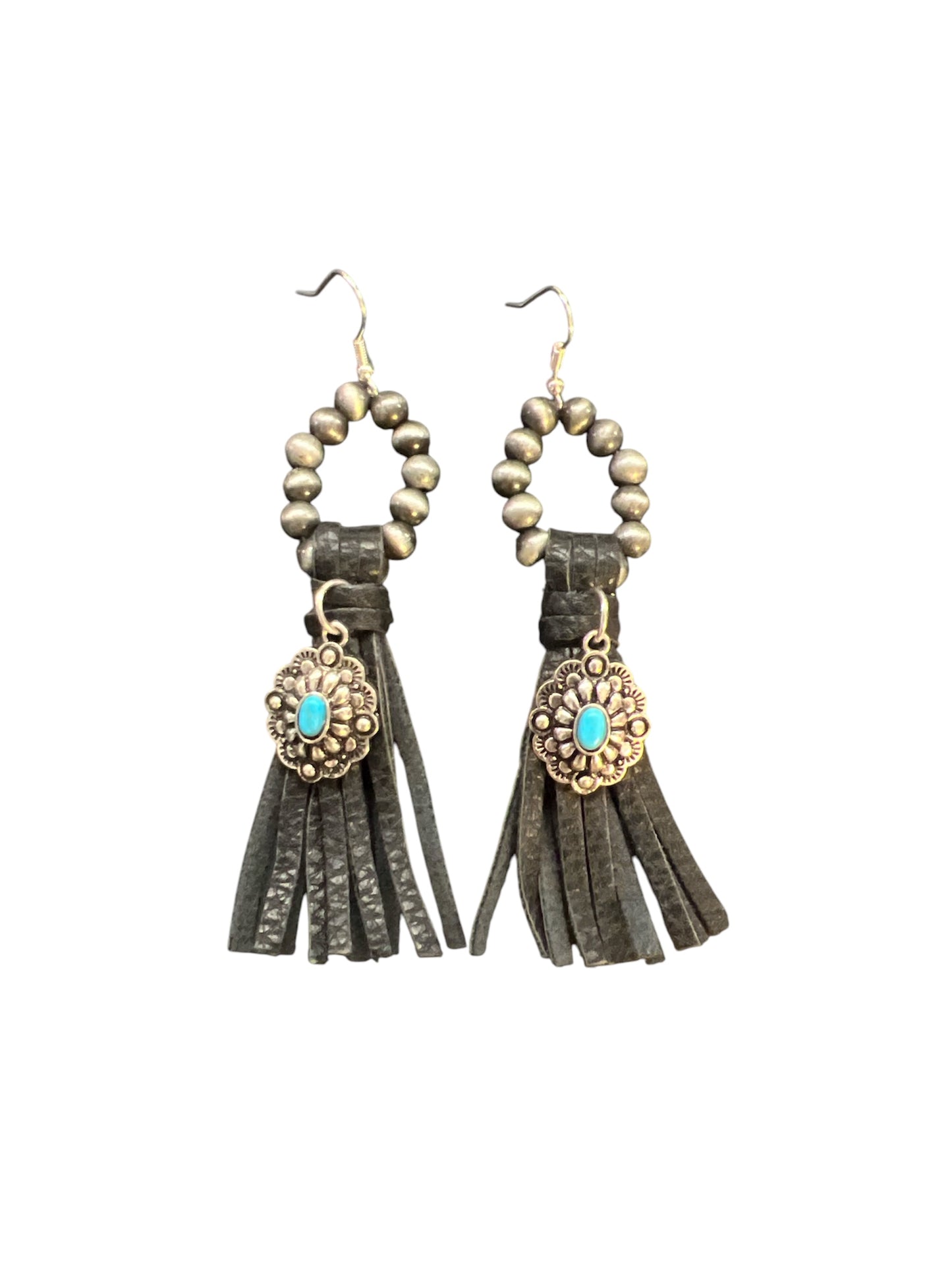 Bead fringe floral earrings