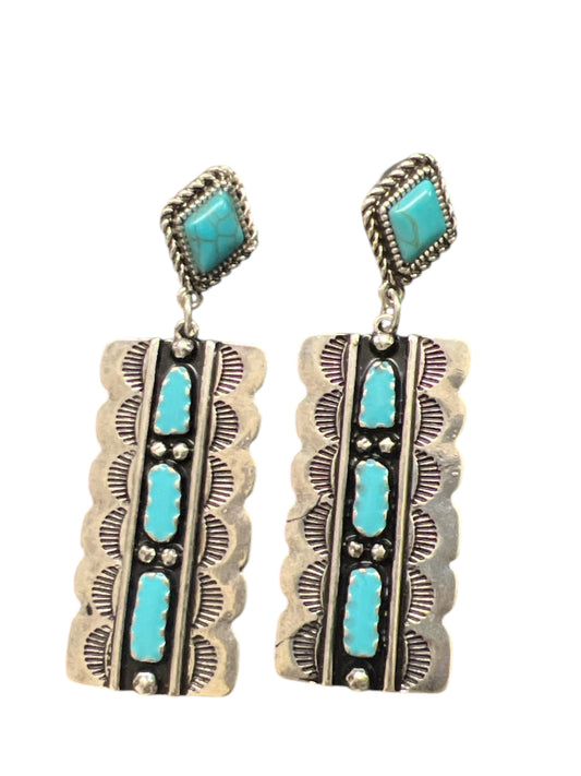 Turquoise totem pole earrings