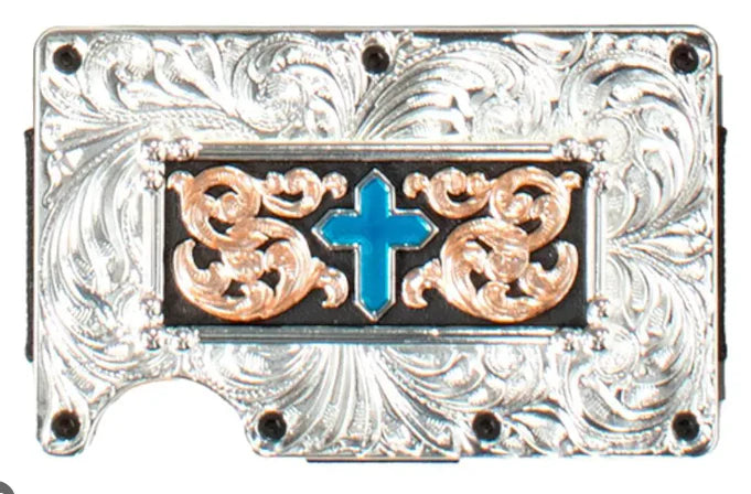 3D utility wallet Turquoise silver