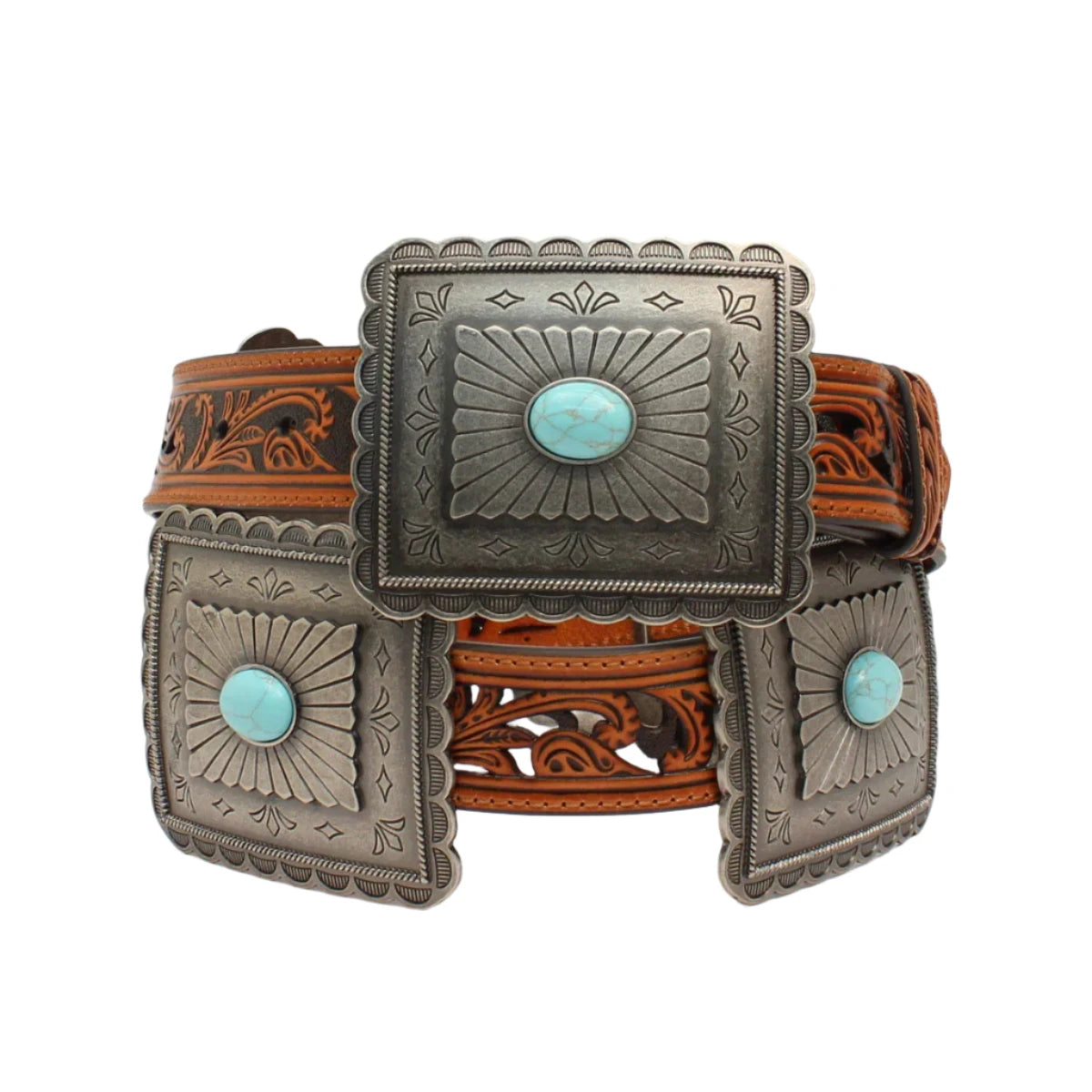 Ariat Brown Turquoise Concho Belt