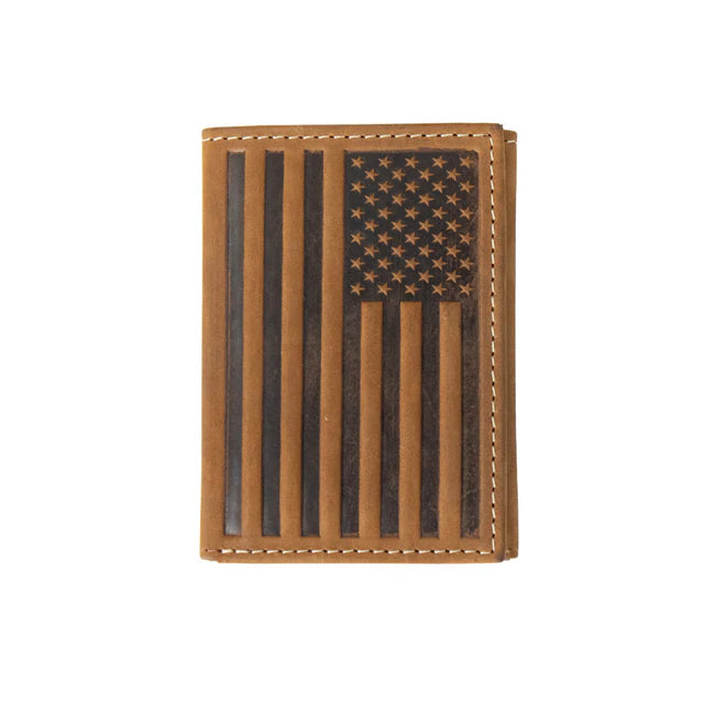 Nocona embossed flag trifold wallet