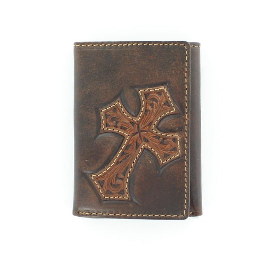 Nocona Men's Trifold Large Contrasting Diagonal Cross Wallet