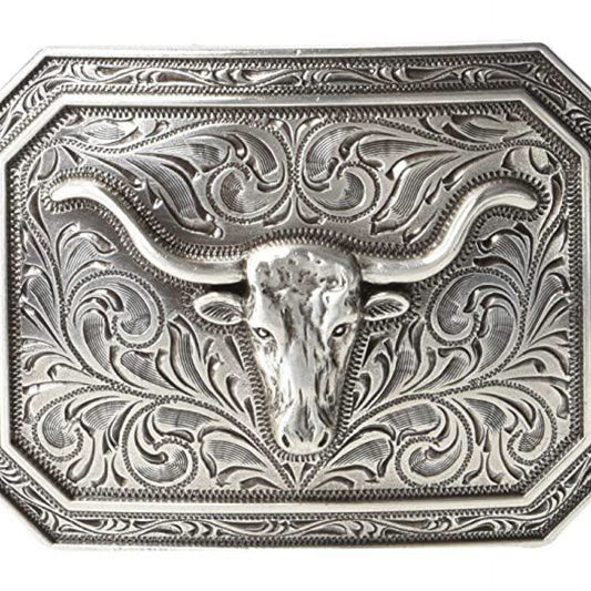 Ariat Rectangle Longhorn Buckle Antique Silver One Size