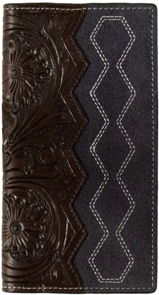 3D leather tooled floral navy rodeo wallet