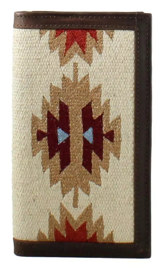 Nocona leather Aztec rug fabric rodeo wallet