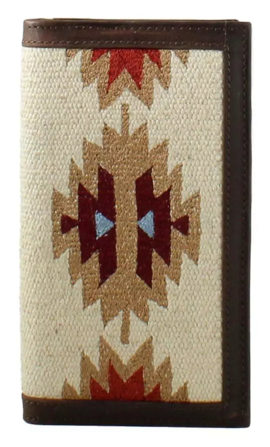 Nocona leather Aztec rug fabric rodeo wallet